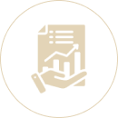 Hand holding a financial report with charts and graphs.
